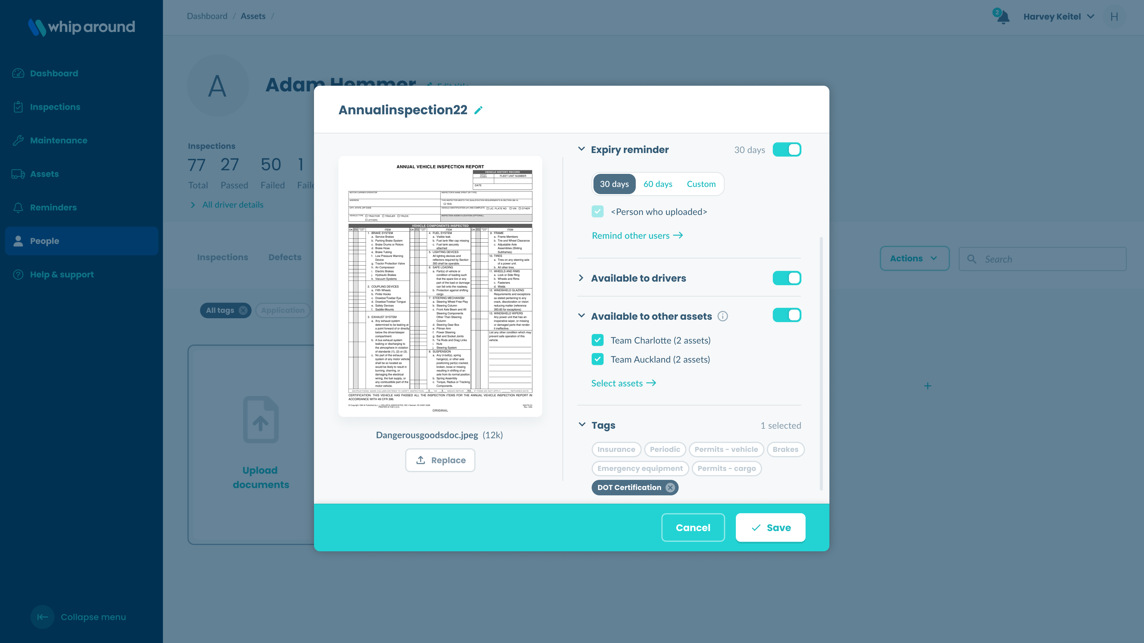 Document detail modal