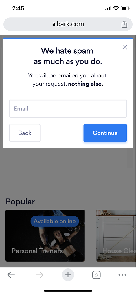 We hate spam as much as you do messaging screen
