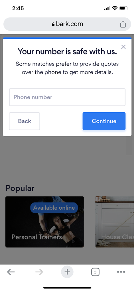 Your number is safe with us screen