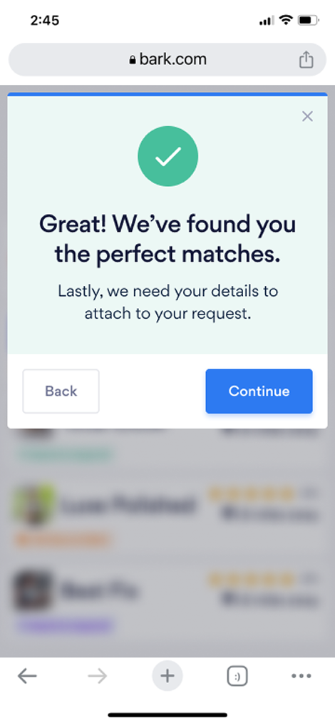 Control - Great we've found you the perfect matches